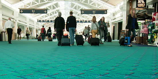 Portland International Airport and its beloved teal carpet.