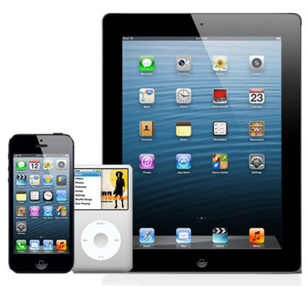 Apple iPhone, iPod and iPad.
