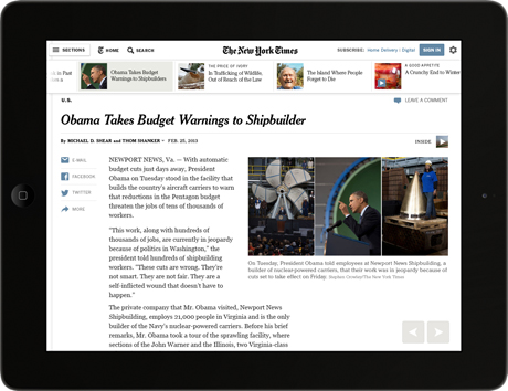 NYTimes.com on an iPad